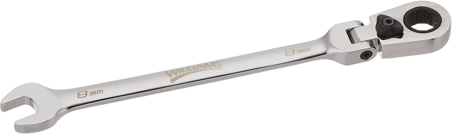 Williams WS-1168RCF 8-Piece Reversible Flex Head Ratcheting Combination Wrench Set
