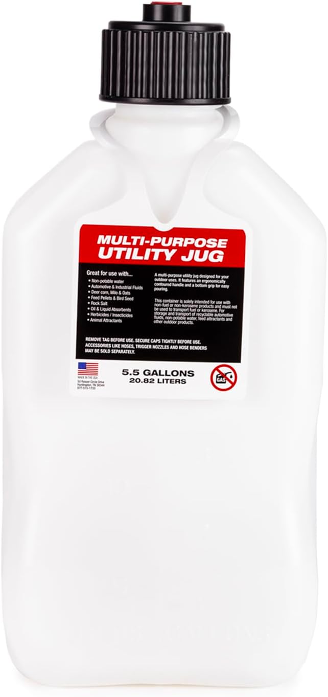 VP Racing 5.5 Gallon Motorsport Container White and Deluxe Hose (3 Pack)