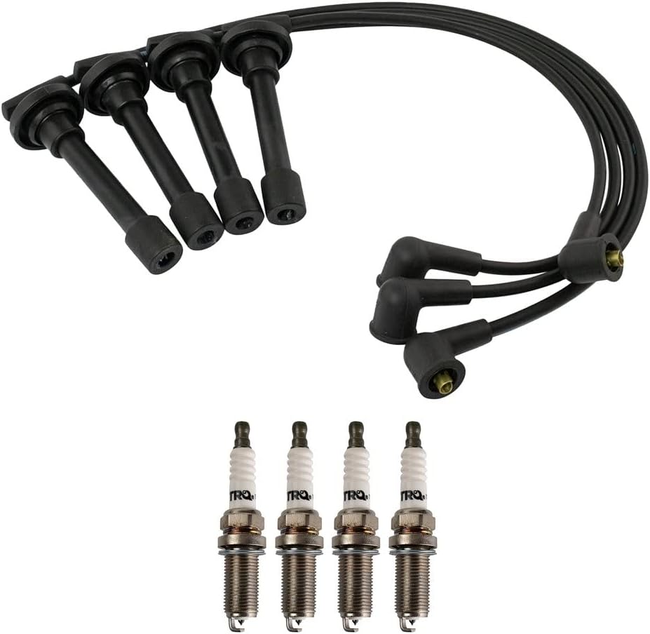TRQ Ignition Kit Spark Plugs Wire Set Compatible with 2011-2019 Ford Fiesta