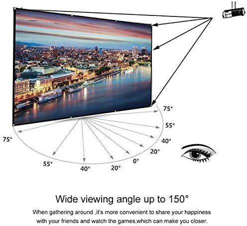 2020 New 3D Foldable 60/72/84/100/120/150inch Projector Screen 16:9 Anti-Crease Projection Movies Screen for Home Outdoor(60 inch)