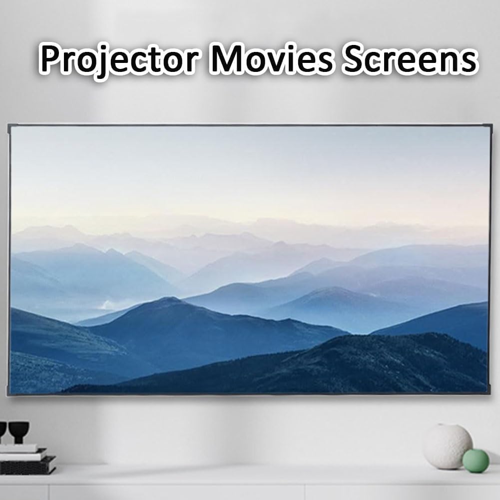 72 Inch Projector Screen with Fixed Frame, 16:9 Wall-Mounted Movie Theater Screen for Home & Backyard Use
