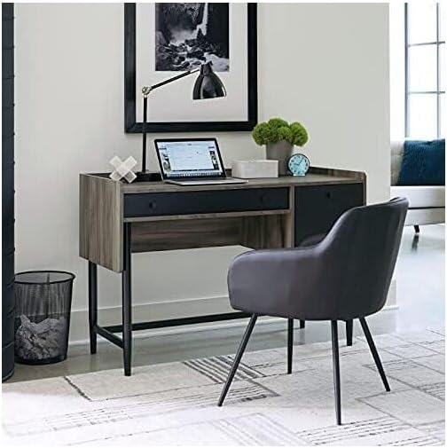 Sauder Harvey Park Modern Home Office Desk with Storage, Jet Acacia Finish