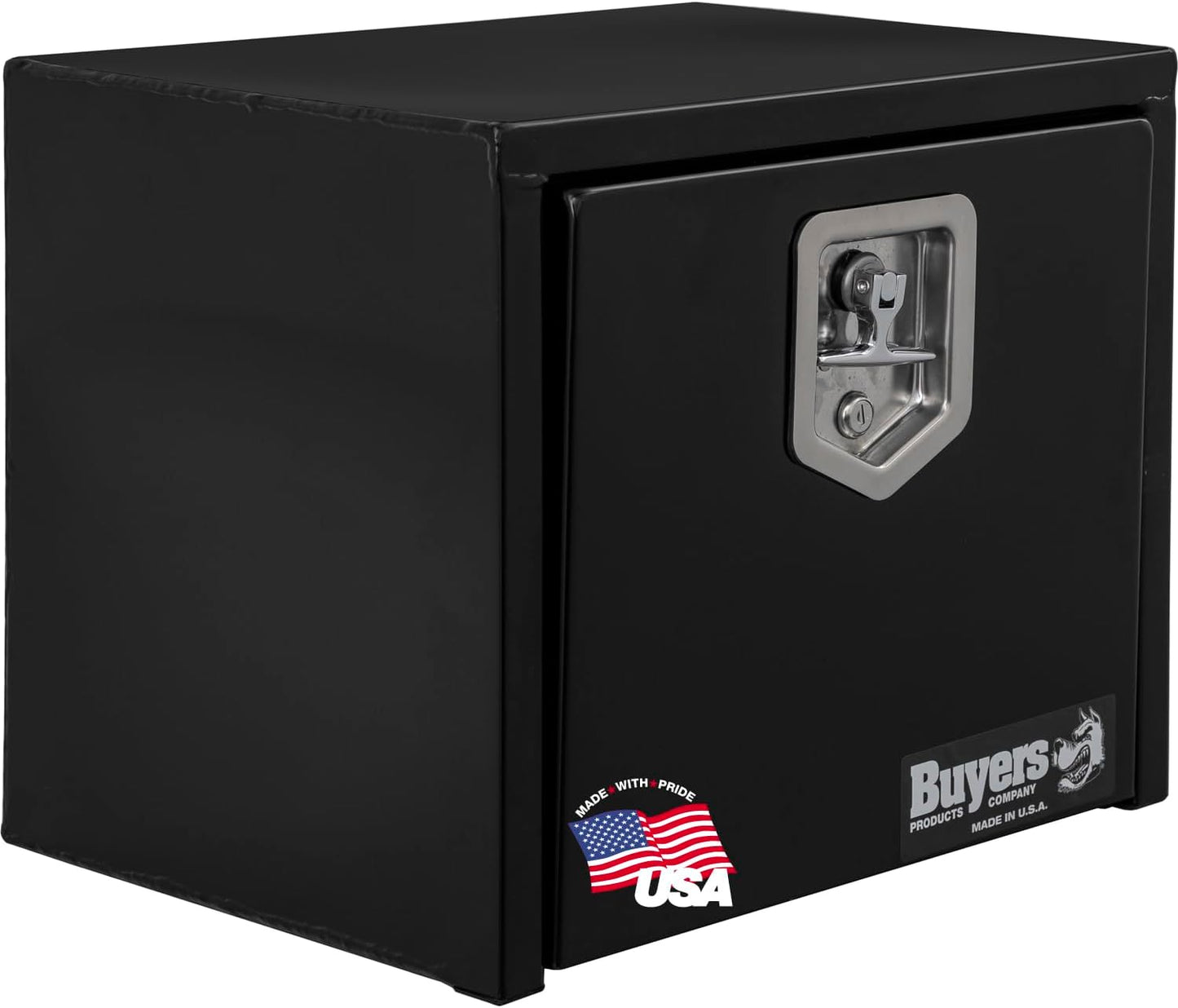 Buyers Products 1702300 Black Steel Underbody Truck Box w/ T-Handle Latch, 18x18x24 Inch, Contractor Toolbox For Organization And Storage, Job Tool Chest