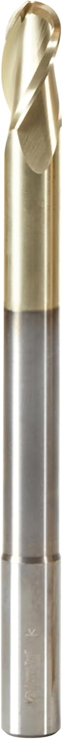 Amana Tool Extra Long CNC 2D and 3D Carving Ball Nose 0.10 Deg Straight Router Bit, ZrN Coated, 46493, 1/2 Dia x 1/4 Rad x 1 x 1/2 Shk x 6 L x 3 Fl