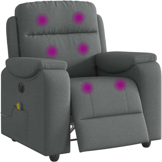 vidaXL Electric Massage Recliner Chair - Dark Gray | Cozy Fabric, Adjustable, Living Room Comfort