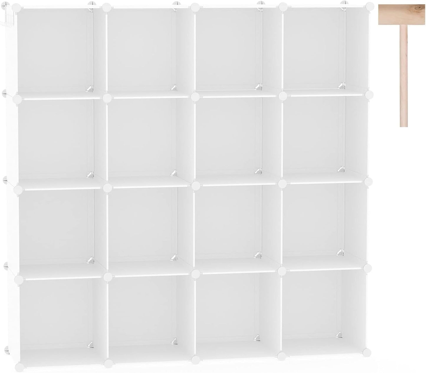 C&AHOME Cube Storage Organizer, 16-Cube Shelves Units, Plastic Storage Cubes, DIY Closet Organizer, Modular Closet Storage Shelves Ideal for Home, Bedroom, 48.4" L × 12.4" W × 48.4" H Black SUM3016H