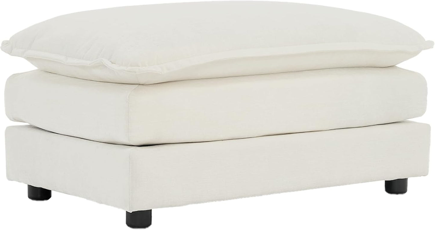 WILLIAMSPACE 41" Single Sofa Chair, Modern Upholstered Armchair with 1 Toss Pillow, Small Cream Couch Chair for Living Room, Deep Seat Reading Sofa for Bedroom Apartment, Chenille Fabric (Cream White)