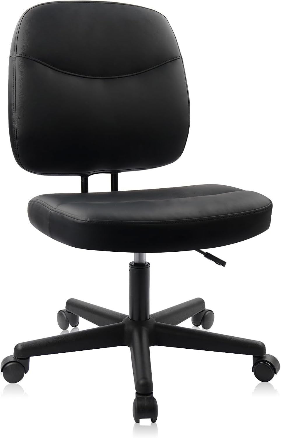 CLATINA Armless Home Office Chair,Small PU Leather Ergonomic Low Back Desk Chair with Lumbar Support and Wheels, Adjustable Height 360° Swivel Rolling Computer Task Chair, Black, 8 Pack