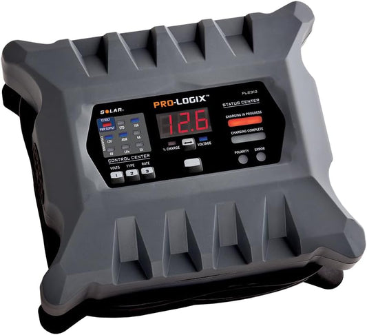 Clore Automotive PL2310 10-Amp Fully-Automatic Smart Charger, 6V and 12V Battery Charger, Battery Maintainer, and Stable Power Supply with Temperature Compensation
