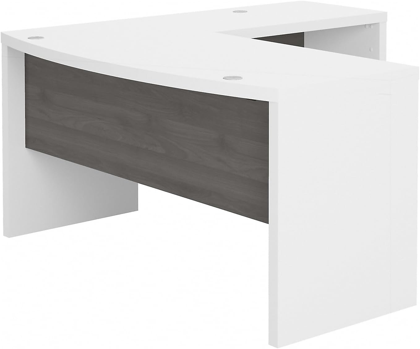 Bush Business Furniture Echo L Shaped Bow Front Office Desk in Pure White and Modern Gray, Modern Computer Table for Home or Professional Workspace