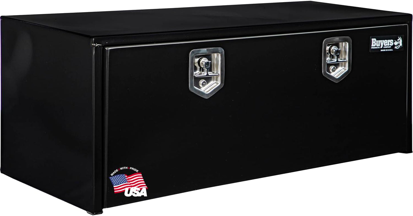 Buyers Products 1702300 Black Steel Underbody Truck Box w/ T-Handle Latch, 18x18x24 Inch, Contractor Toolbox For Organization And Storage, Job Tool Chest