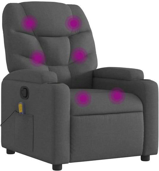 vidaXL Massage Recliner Chair, Adjustable Reclining Armchair for Elderly, Wingback Recliner for Home Theater Cinema, Modern Style, Dark Gray Fabric
