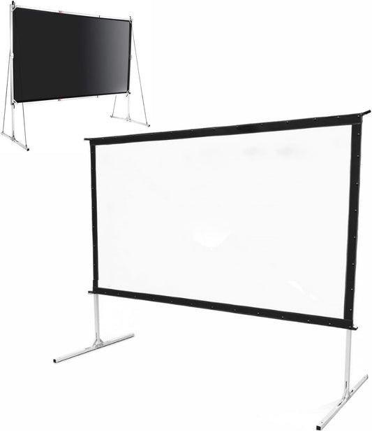 16:9 Projector Screen and Stand, Portable Projector Screen 4K 3D Rear Front Projection Screen with Carry Bag for Outdoor Indoor Home Theater(120in)