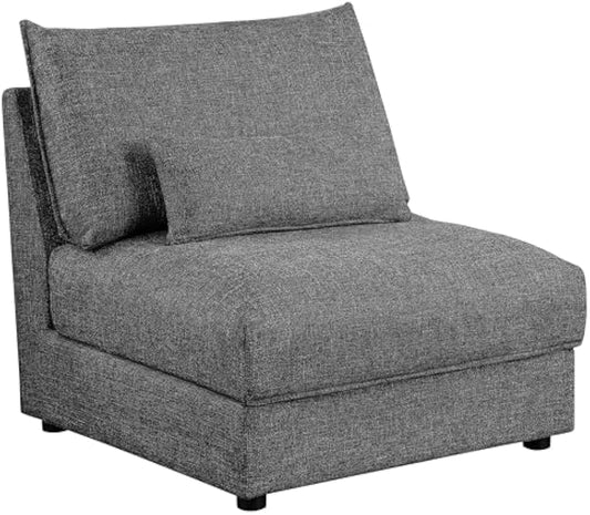 Coaster Home Furnishings - Sasha - Upholstered Armless Accent Chair with Foam Cushion and Wooden Base - Living Room - Barely Black - 551681