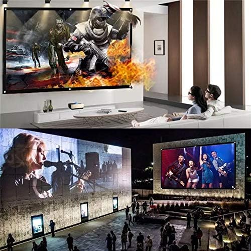 2020 New Projector Simple Curtain Anti-Light Screen 60/72/ 84/100 /120 Home Outdoor Office Portable 4:3 Projector Screen(60 inch)
