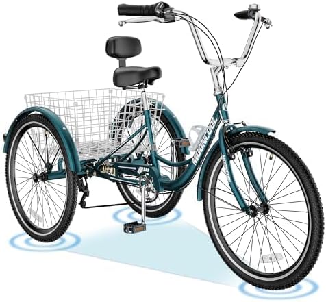 ABORON Adults Tricycle, 3 Wheels Bike for Adult, Tricycle for Adults, Double-Wall Wheel Rims, Tricycle for Women Men Exercise Outdoor Sports