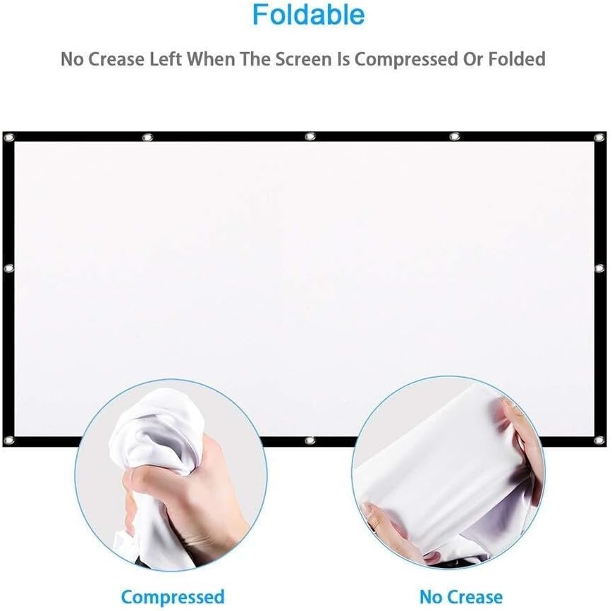 100 Inch Portable Projector Screen, 16:9 Foldable HD Polyester Projection Screen for Outdoor, Home Theater, KTV, and Conference Room Use, No Wrinkle, Lightweight