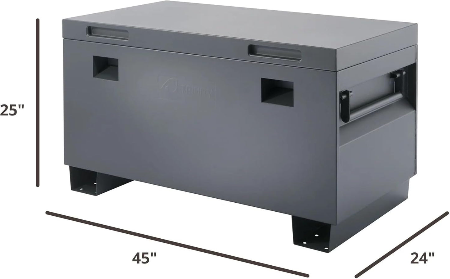 TRINITY Reinforced Steel Job Site Storage Box for Construction, Garages, Power Tools, Powder Coated Finish, 45 Inches, Gray