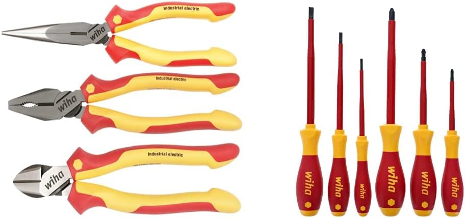 Wiha 32981 Insulated Industrial Pliers/Cutters Set, 3-Piece