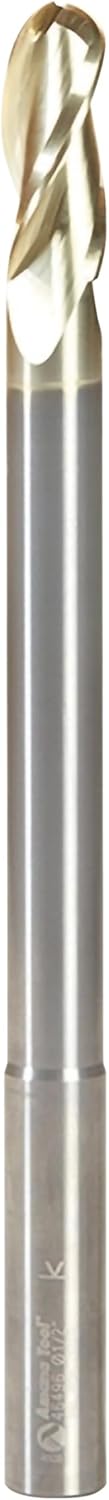 Amana Tool Extra Long CNC 2D and 3D Carving Ball Nose 0.10 Deg Straight Router Bit, ZrN Coated, 46496, 1/2 Dia x 1/4 Rad x 1-1/4 x 1/2 Shk x 7 x 3 Fl