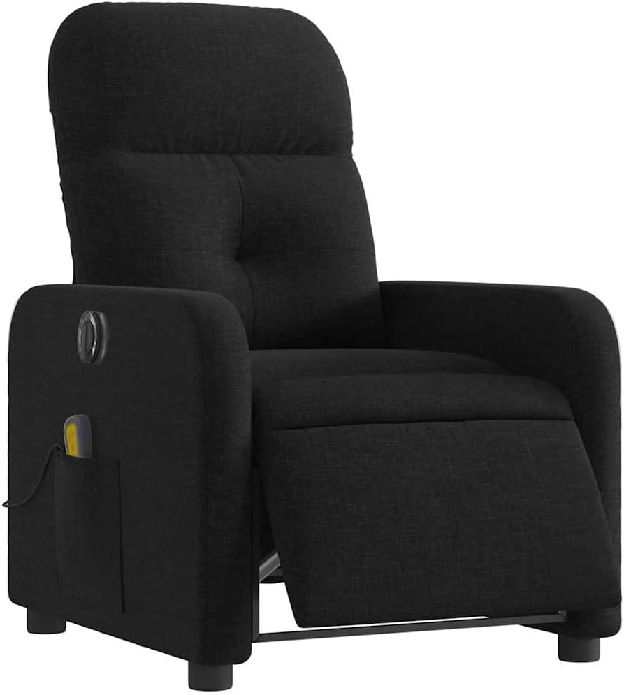 vidaXL Dark Gray Fabric Massage Recliner Chair - Manual Reclining Armchair for Elderly with Vibration Function, Side Pocket, and Comfy Cushioning for Living Room Comfort