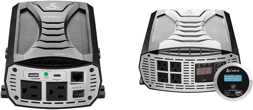 Cobra POWER 500W Power Inverter, Portable – 500-Watt Car Charger, 2 Grounded AC Outlets, 2 Fast Charge USB Ports and Remote Controller (CPIALCDG1) Compatible