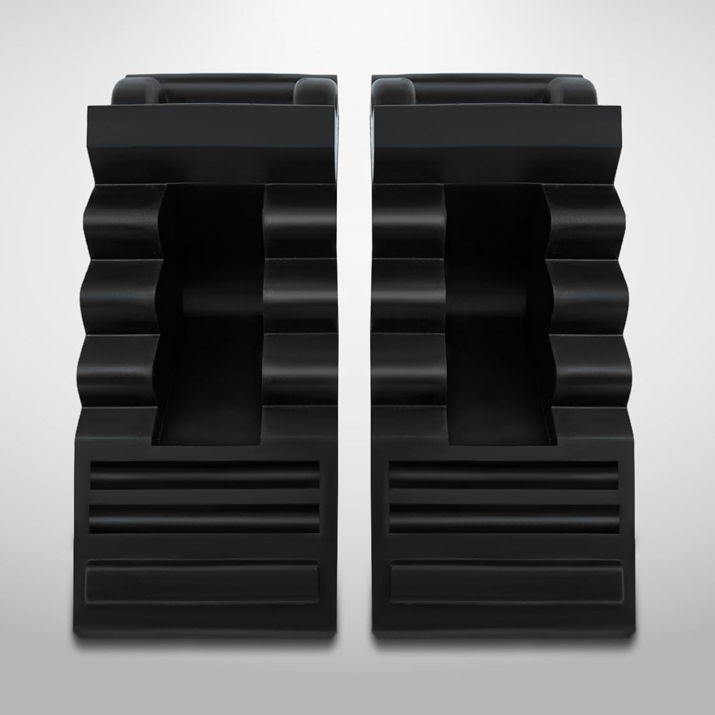 ROBLOCK Solid Rubber Wheel Chocks Heavy Duty Trailer Chock, G.V.W. Up to 8T, 4 Pack Black, 8.6" L x 3.7 W x 4.7" H for Car, Travel Trailers, RV, Truck, and ATV, for All Weather Use