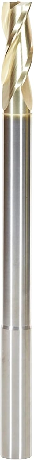 Amana Tool Extra Long CNC 2D and 3D Carving Flat Bottom 0.10 Deg Straight Router Bit, ZrN Coated, 46596, 1/2 Dia x 1-1/4 x 1/2 Shk x 7 Inch L x 3 Fl