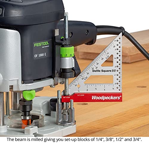 Woodpeckers Delve Square, 10-in-1 Woodworking Layout Tool, 6 Inch, Stainless Steel, Feature Packed Carpenter Square