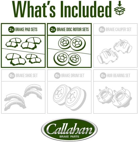 Callahan BRAKE PARTS Brake Kit for 2.0L 2006-2013 Mazda 3 Drilled & Slotted Brake Rotors and Ceramic Brakes Pads Front and Rear 2007 2008 2009 2010 2011 2012 Replacement