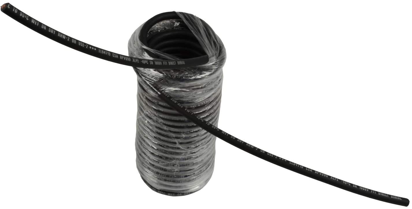 TEMCo 10 AWG/Gauge Solar Cable - Made in The USA 100 Feet Black (Variety of Lengths Available)