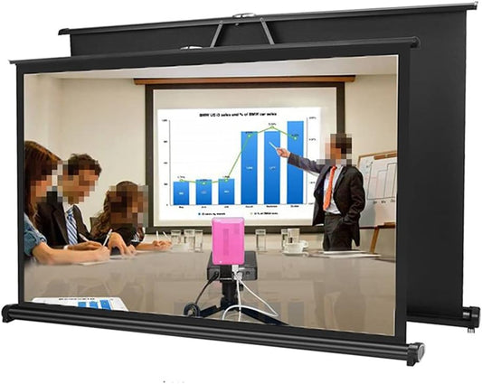 50 Inch 16:9 Portable Tabletop Projection Screen Matte White Foldable Table Projector Screen for Business Travel Cinema