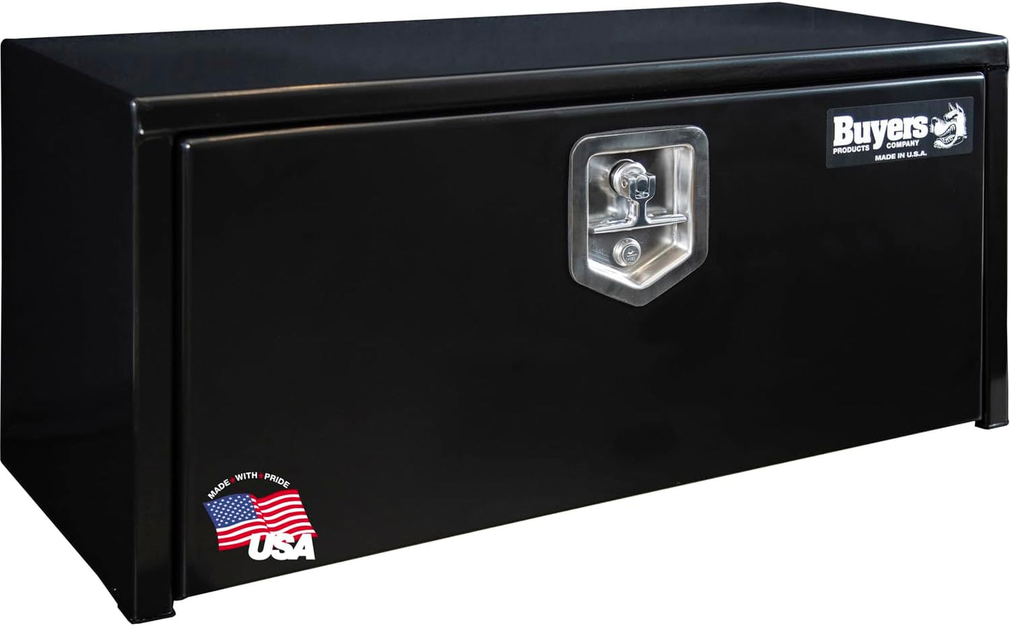 Buyers Products 1702300 Black Steel Underbody Truck Box w/ T-Handle Latch, 18x18x24 Inch, Contractor Toolbox For Organization And Storage, Job Tool Chest