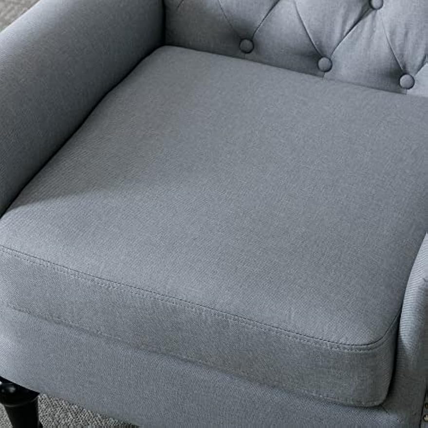 Upholstered Accent Chairs,Mid Century Armchair Sofa Chairs,Comfy Living Room Chair,Button Tufted Reading Chair for Living Room, Bedroom,Study (2, Grey)