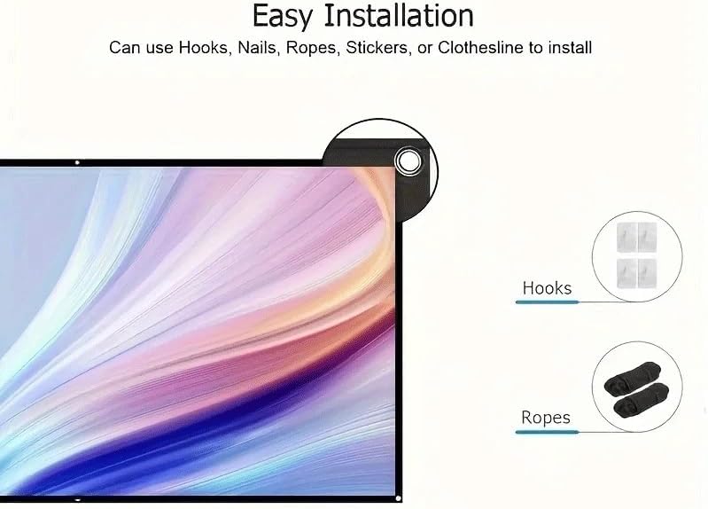 ZHCHAO Adhesive Wall without Punching Screen Cinema Grade Washable Foldable Projection Screen(120 inch)