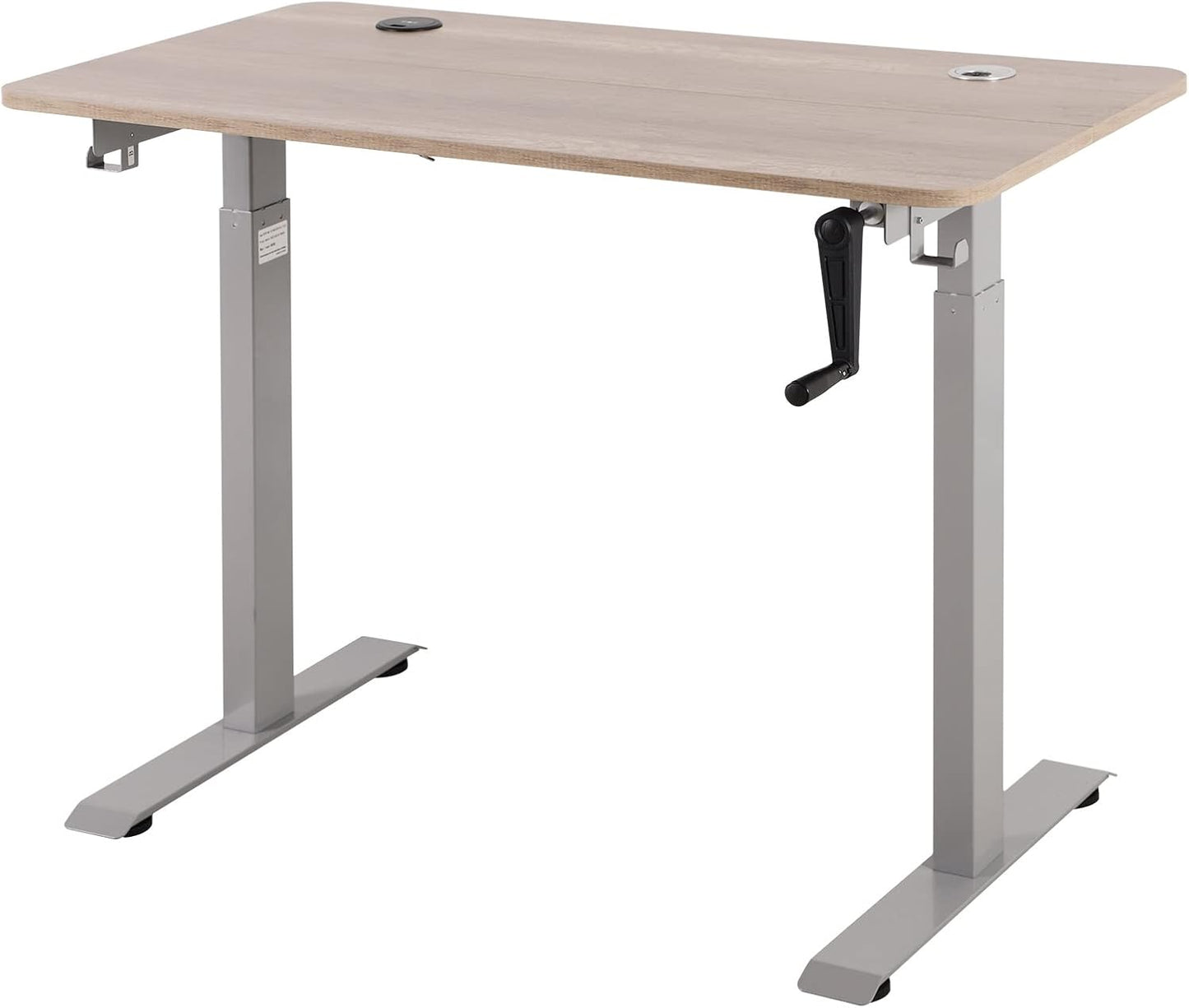 UNICOO - Crank Adjustable Height Standing Desk, Adjustable Sit to Stand up Desk,Home Office Table, Computer Table (Antique Oak Top/Grey Frame - NTCSET-01-AOG)