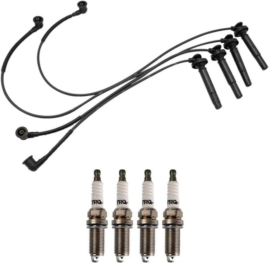 TRQ Ignition Kit Spark Plugs Wire Set Compatible with 2011-2019 Ford Fiesta