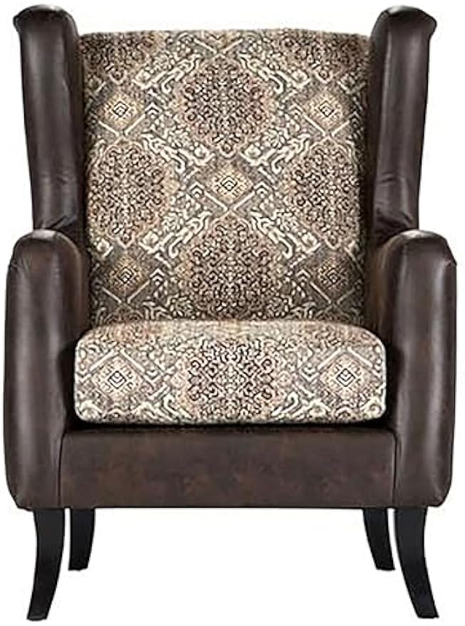 Coaster Home Furnishings - Elmbrook - Faux Leather Upholstered Wingback Accent Chair with Jacquard Pattern, Foam Cushion and Flared Legs - Living Room Chair - Brown - 903080