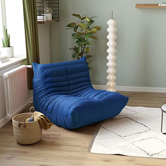 TIFLON Fireside Chair,Lazy Floor Sofa Couches,Teddy Velvet Lounge Chair, Accent Couch,Corner Chair Sofa for Living Room Bedroom Salon Office (Blue, 1Seat)