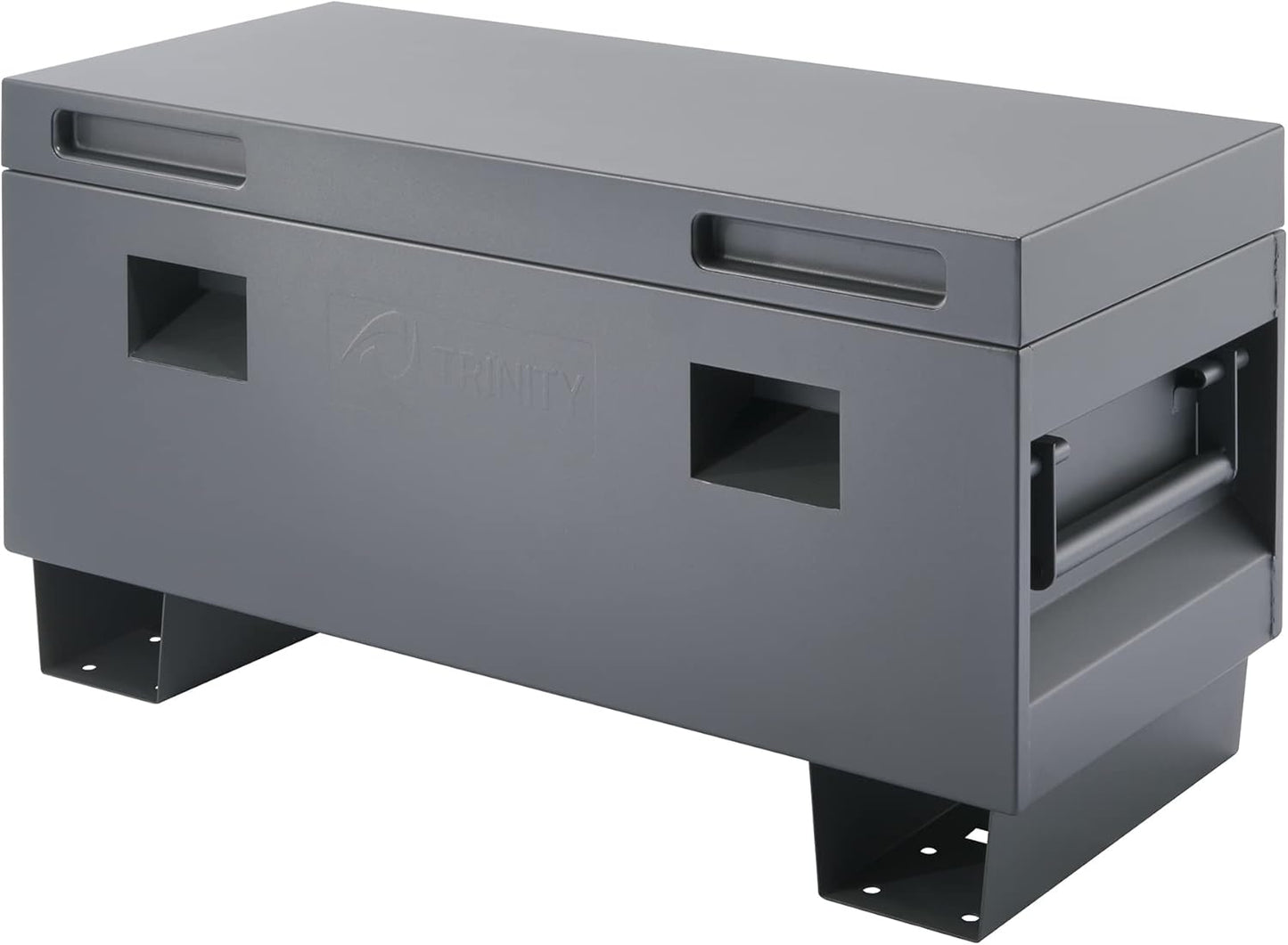 TRINITY Reinforced Steel Job Site Storage Box for Construction, Garages, Power Tools, Powder Coated Finish, 45 Inches, Gray