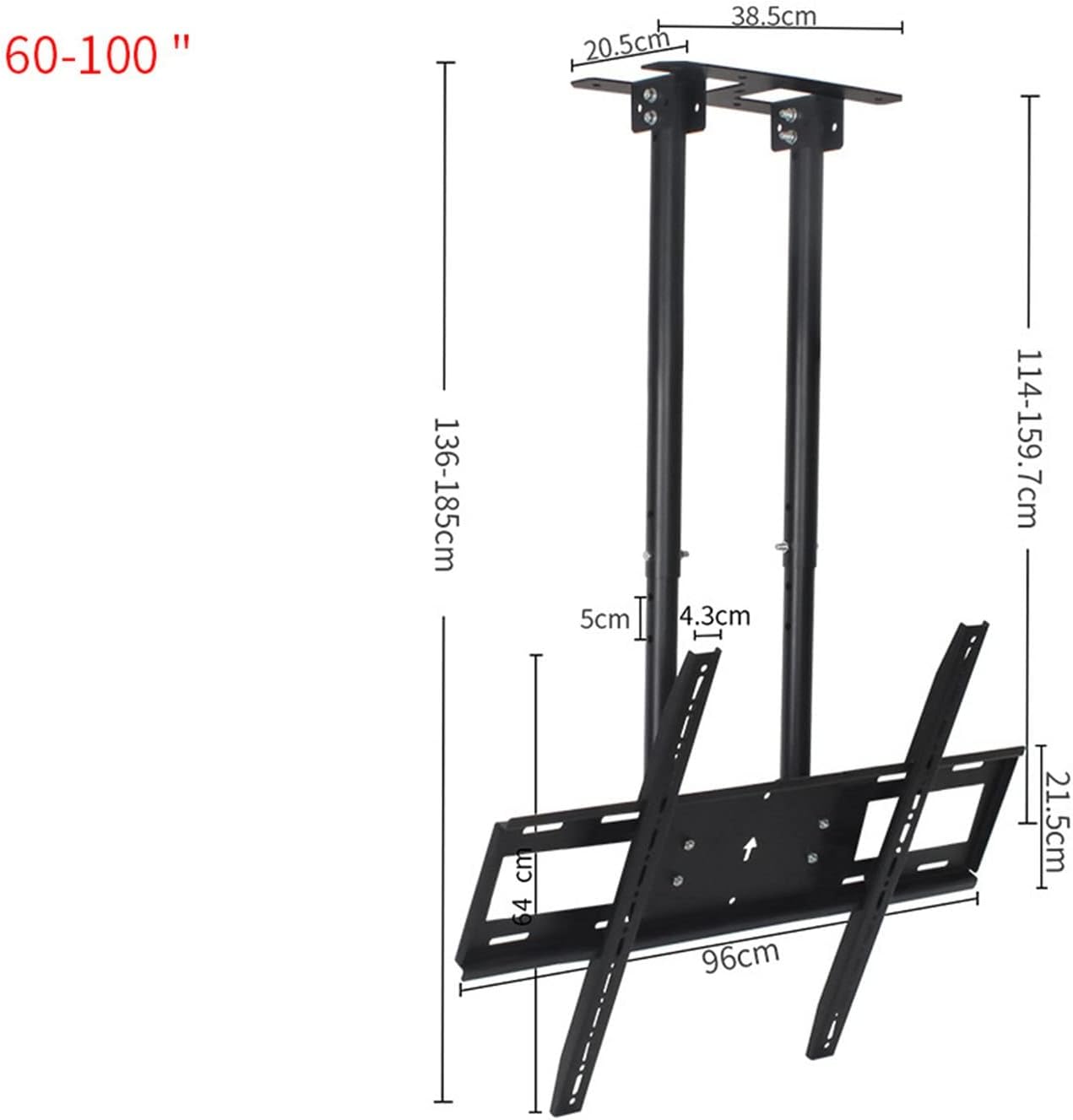 Telescoping Ceiling Tv Mount-Adjustable Ceiling Tv Wall Mount Bracket,Fit Flat and Vaulted Ceiling Tv Mount,for 50-110 Inch Flat Screen Tvs,11.5m