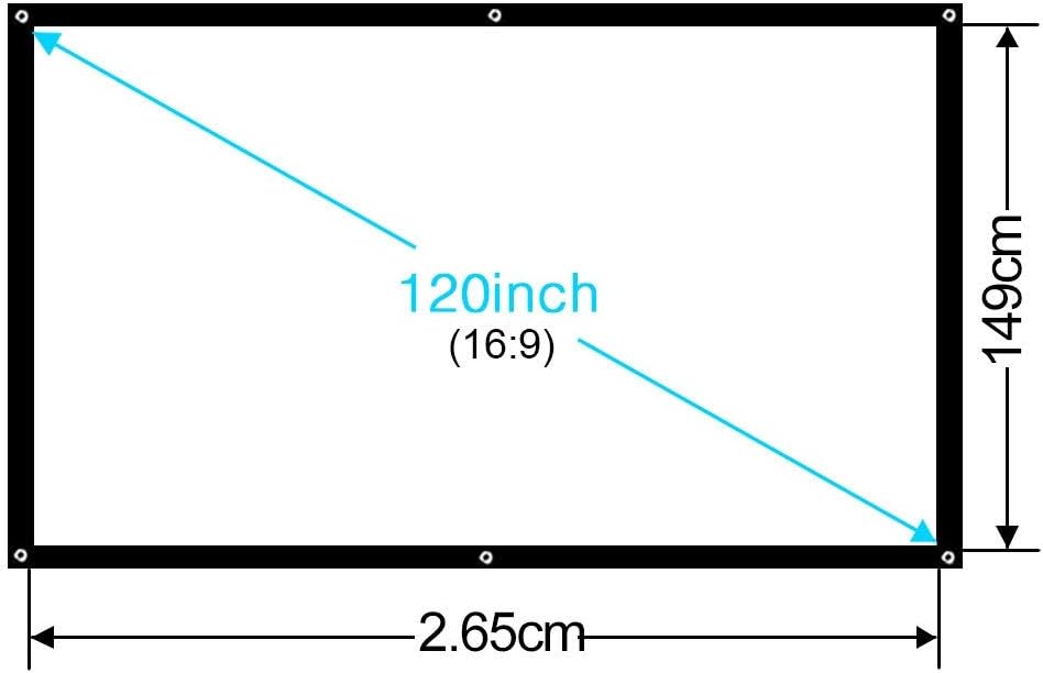 100inch 120inch 16:9 Portable Foldable Front Rear Home Theater Outdoor Movie Wall White Projector Projection Screen for Projector (Size : 120 inch)