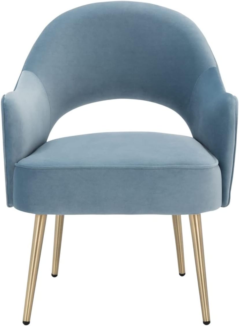 SAFAVIEH Home Collection Dublyn Light Blue Velvet/Gold Accent Chair