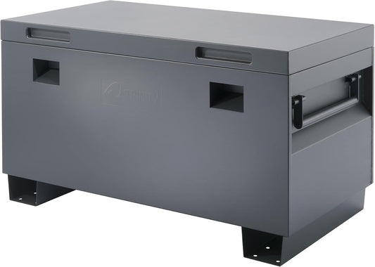 TRINITY Reinforced Steel Job Site Storage Box for Construction, Garages, Power Tools, Powder Coated Finish, 45 Inches, Gray