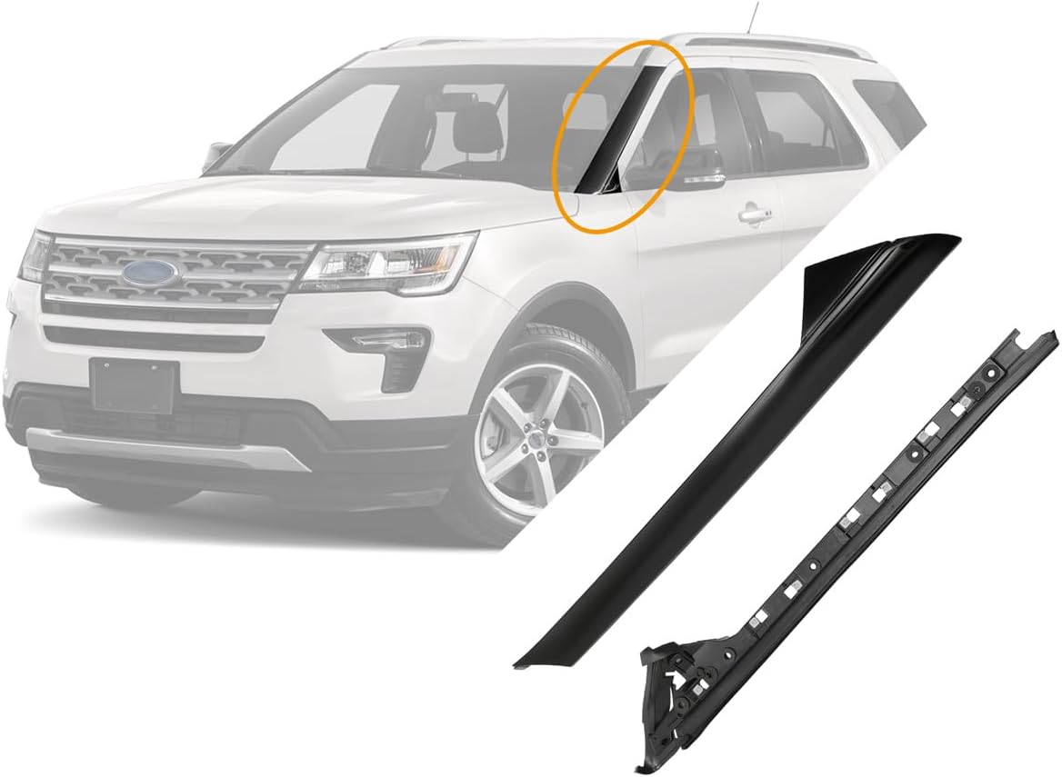 Windshield Trim Molding A-Pillar Set, Compatible with 2011-2019 Ford Explorer,Front Outer & Inner Right Passenger BB5Z7803144AA BB5Z-7803136-AA BB5Z7803136BA BB5Z-7803144-AA 926-451 Window Accessories