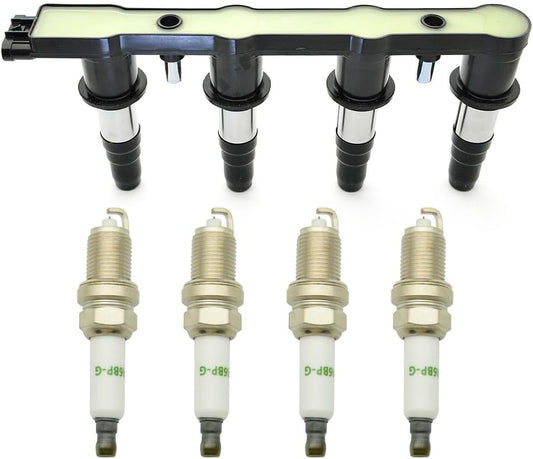 UF620 Ignition Coil Pack Compatible with Chevy Aveo/Aveo5 1.6L 2009-2011, for Chevrolet Cruze 1.8L 2011-2015, for Pontiac G3 Spark Plugs and Coil Packs Kit Replace #C1646 96476983 25186687