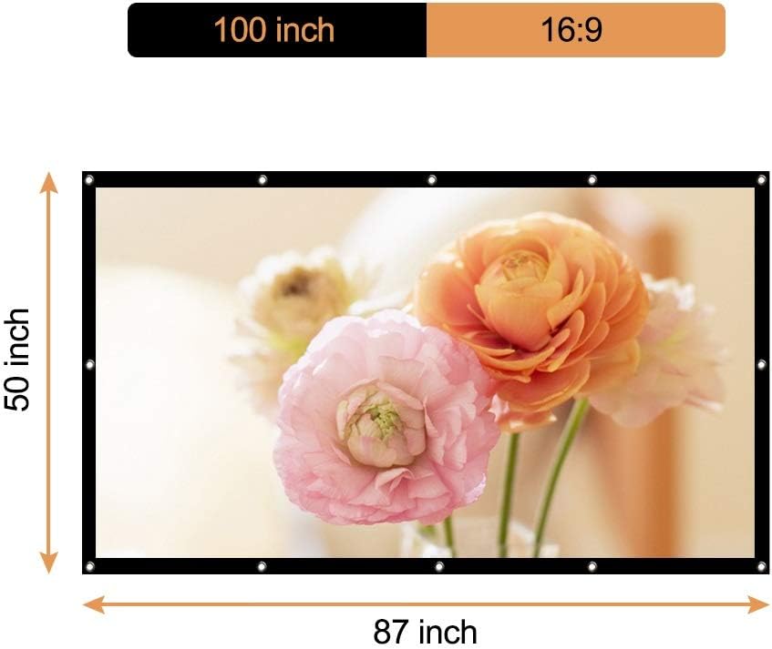 16:9 Thicken Foldable 100 inch Projector Screen Matt White Front Rear HD 3D Screen for Projection Screen Home Theater