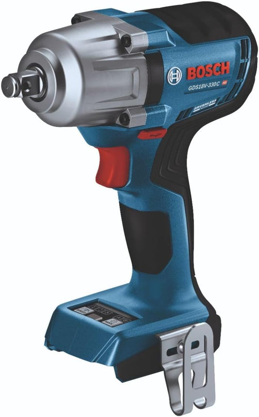 BOSCH GDS18V-330CN 18V Brushless Cordless Connected-Ready 1/2 In. Mid-Torque Impact Wrench with Friction Ring and Thru-Hole (Bare Tool)