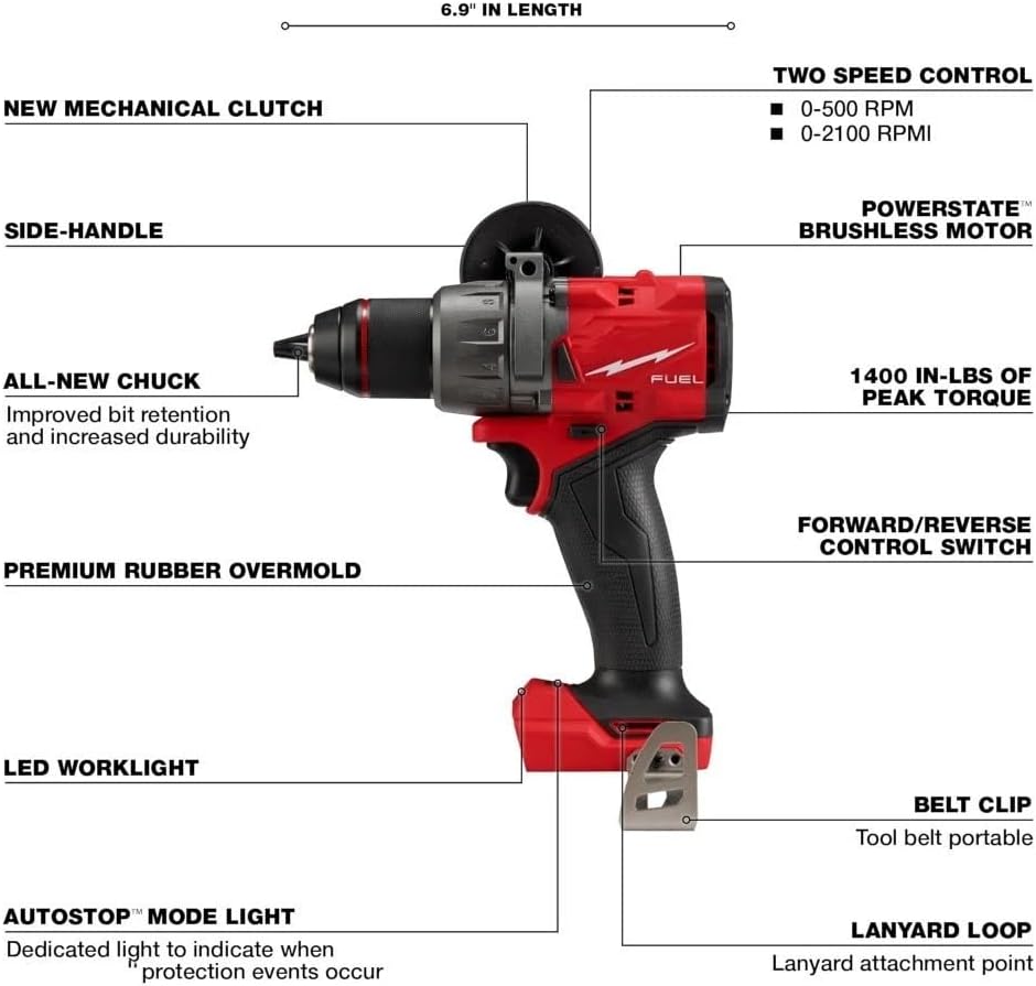 7 Tool 3697-27 for Milwaukee M18 FUEL Cordless Combo Kit 2904-20 Hammer Drill/Driver 2953-20 1/4" Hex Impact Driver 2821-20 Recip Saw 2730-20 Circular Saw 2880-20 Grinder Paddle 2962-20 Impact Wrench