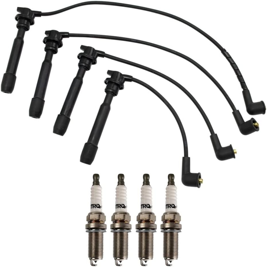 TRQ Ignition Kit Spark Plugs Wire Set Compatible with 2011-2019 Ford Fiesta